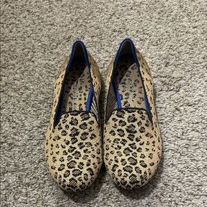 Rothy's Tan and Black Leopard Loafers